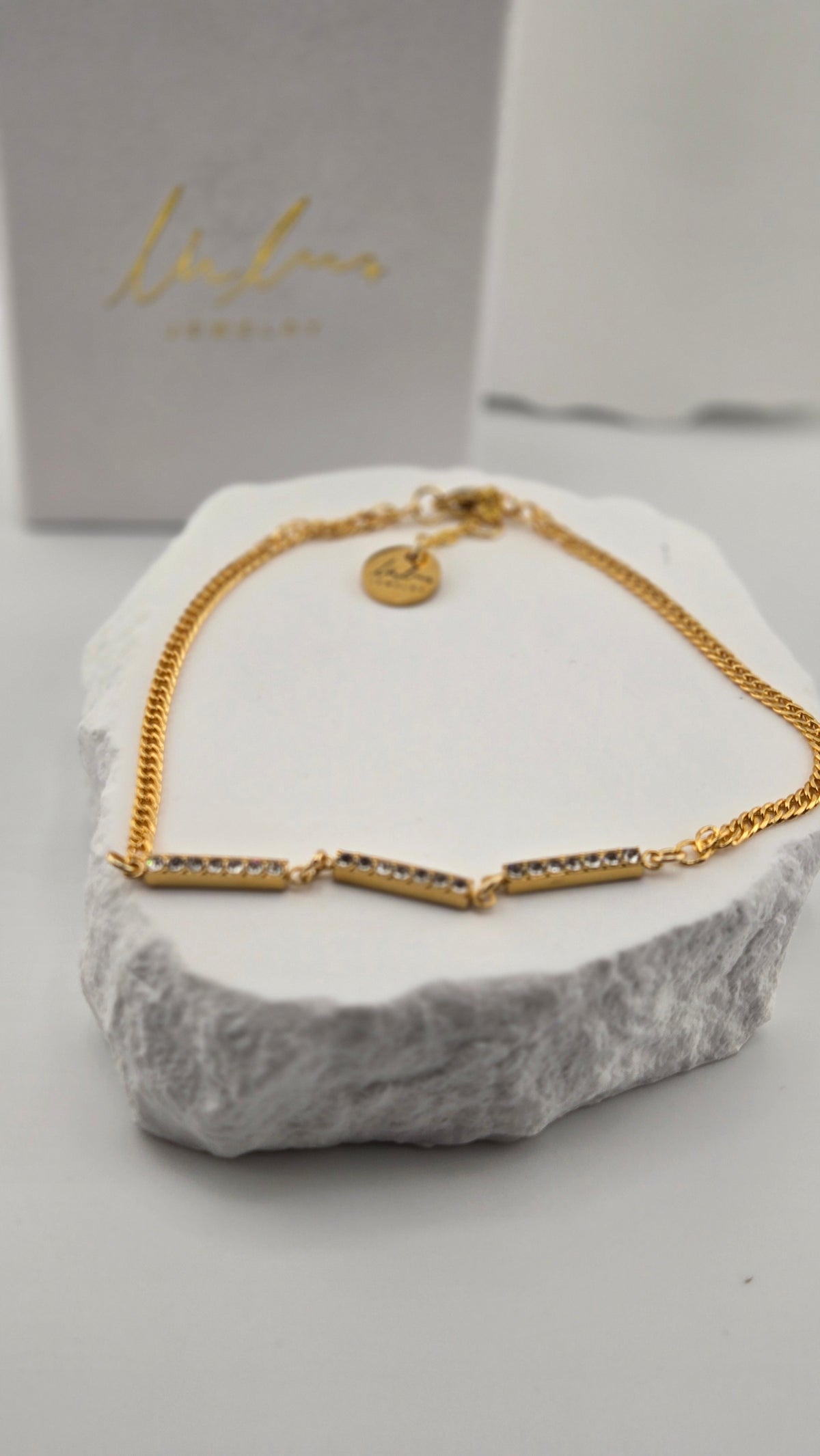 Golden Crystal Bar Anklet