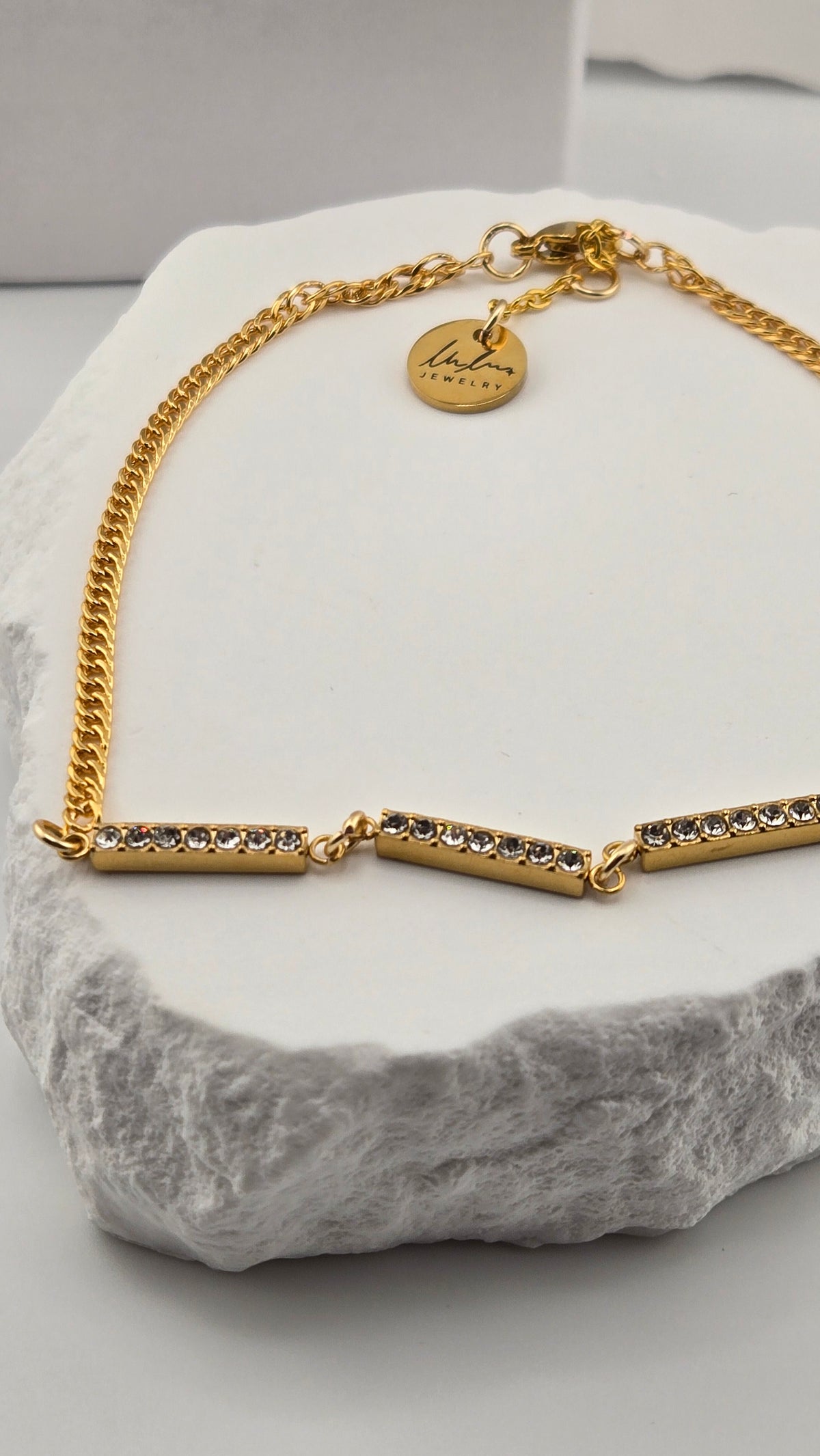 Golden Crystal Bar Anklet