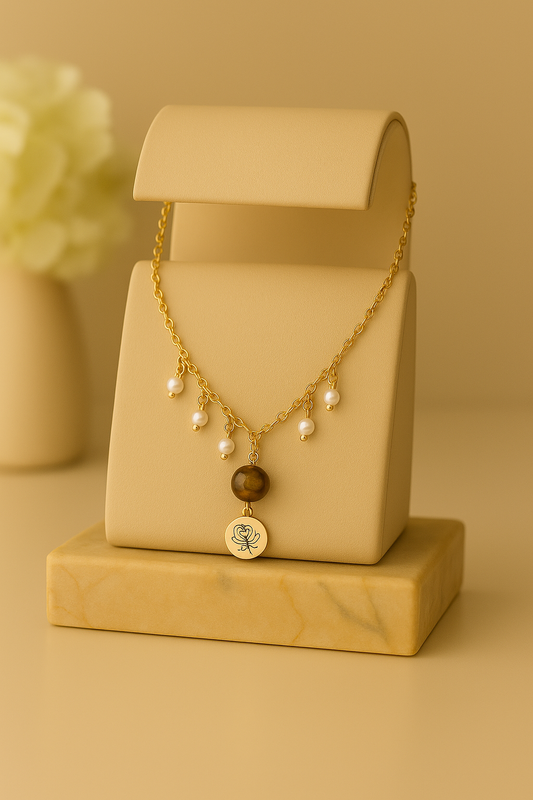 Golden Rose Pearl Necklace 🌹✨