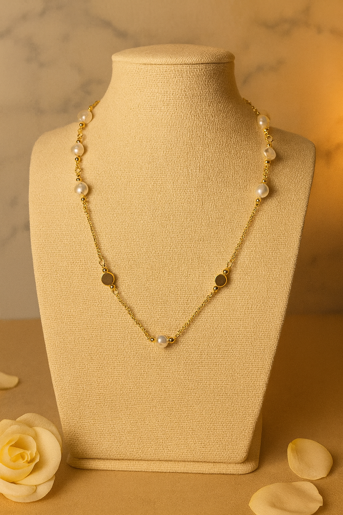 Eternal Elegance Necklace with white pearls and gold-tone details