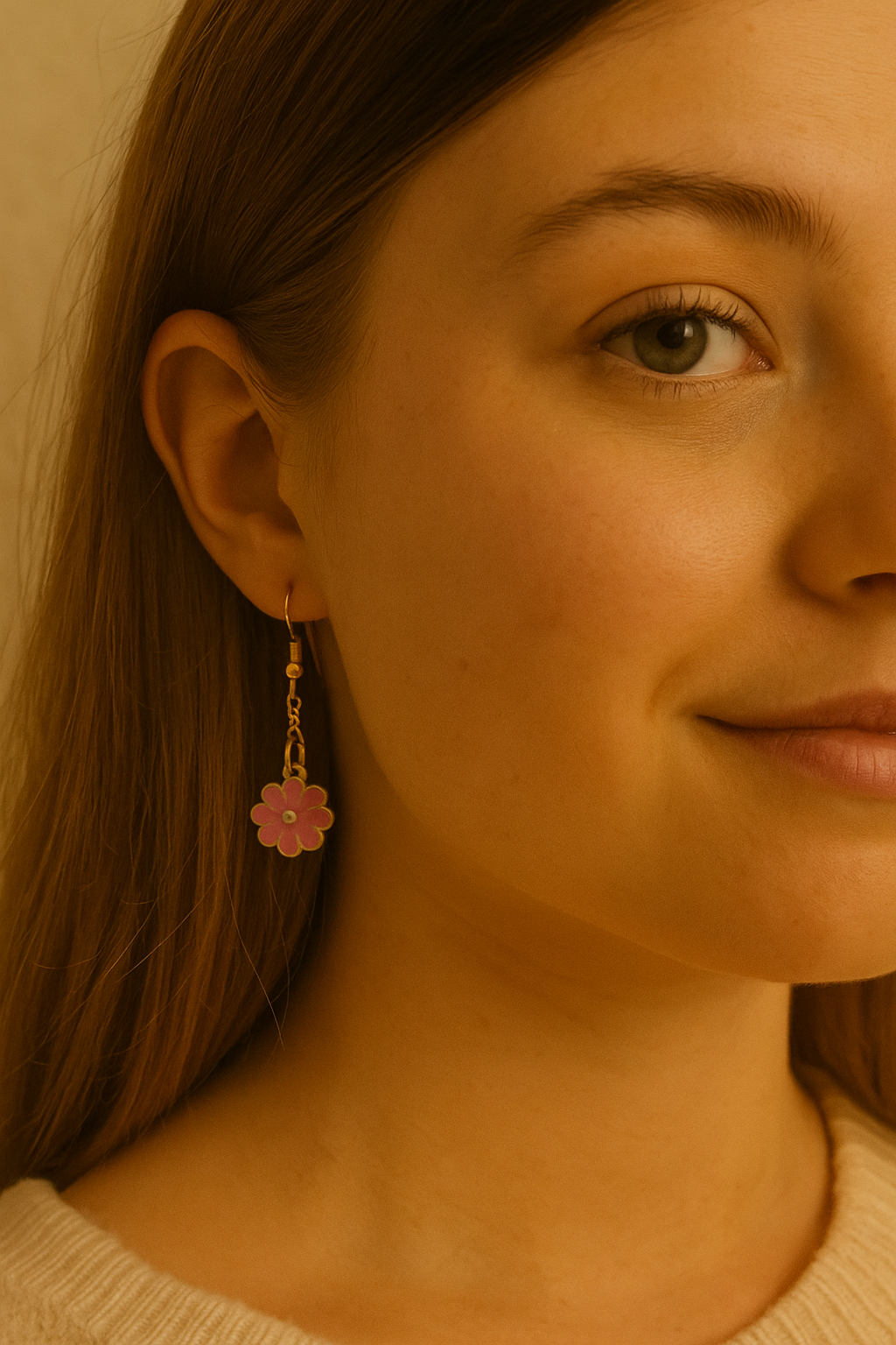 Beautiful Pink Blossom Earrings close-up