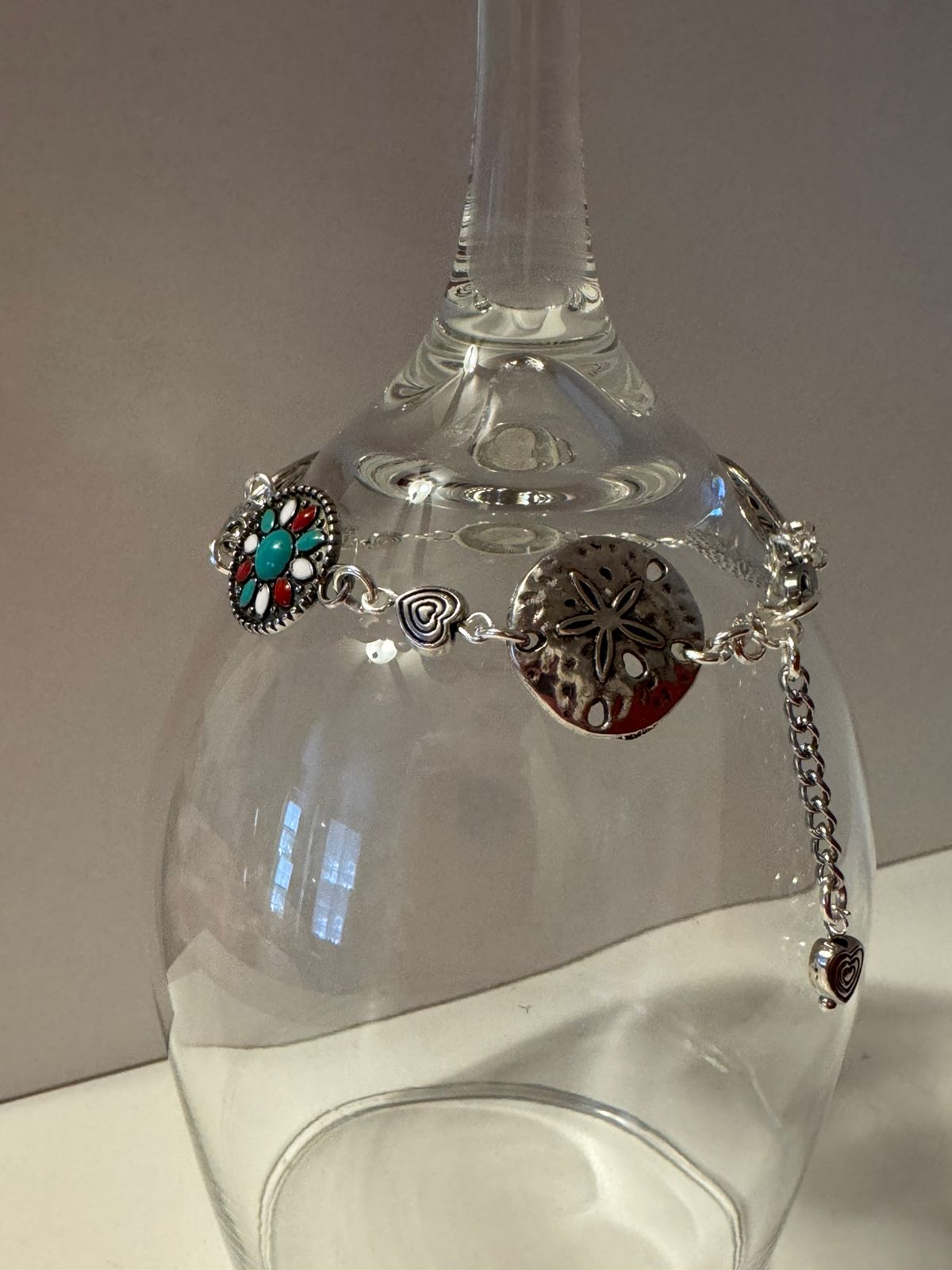 Adjustable clasp detail of the sterling silver turquoise bracelet