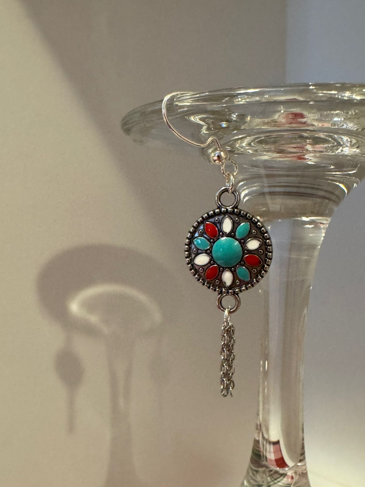 Turquoise Bloom Silver Drop Earrings