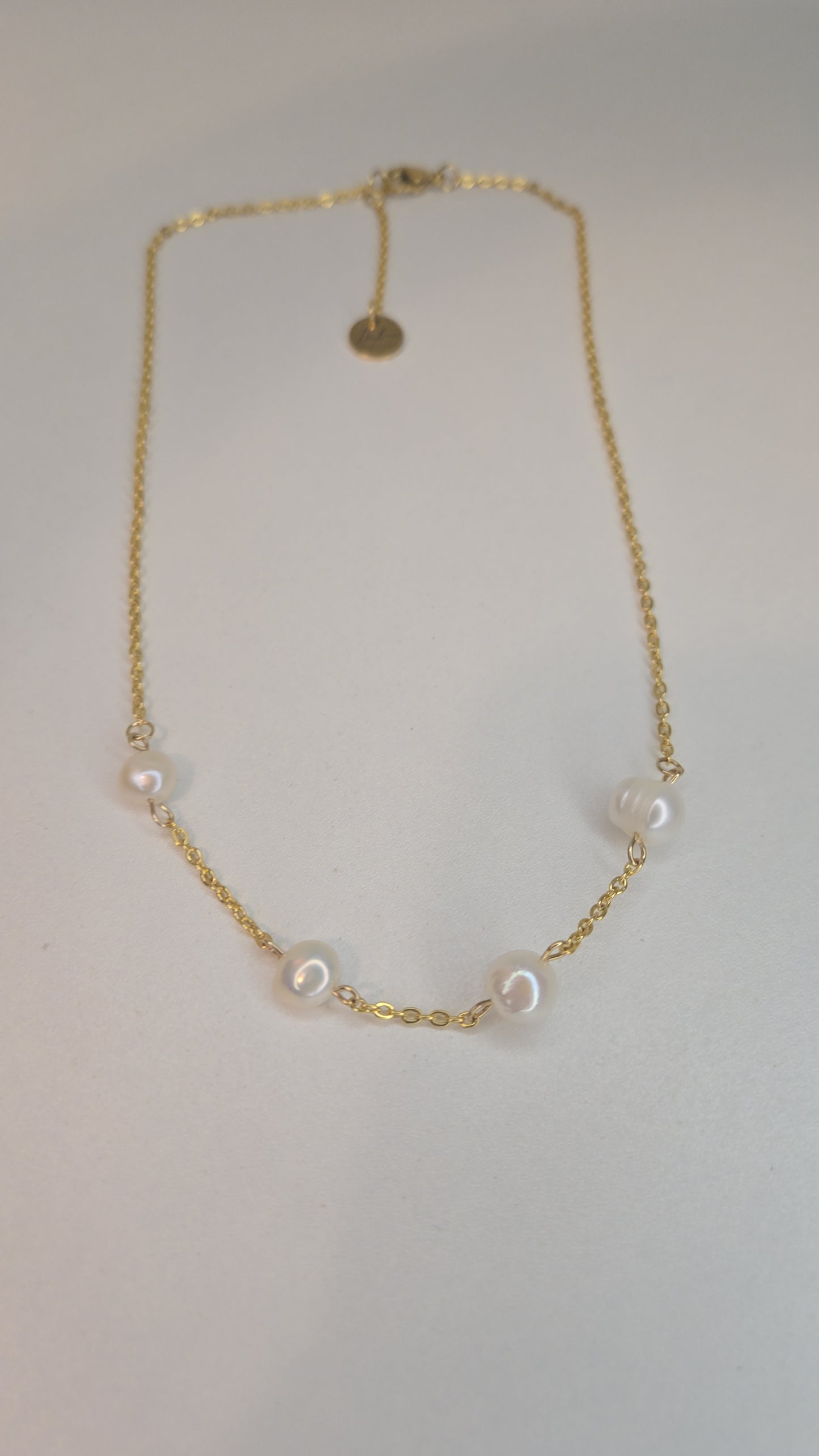 Golden Pearl Chain Necklace