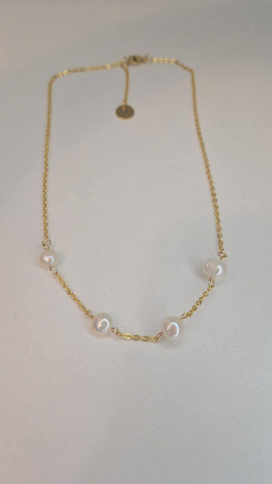 Golden Pearl Chain Necklace