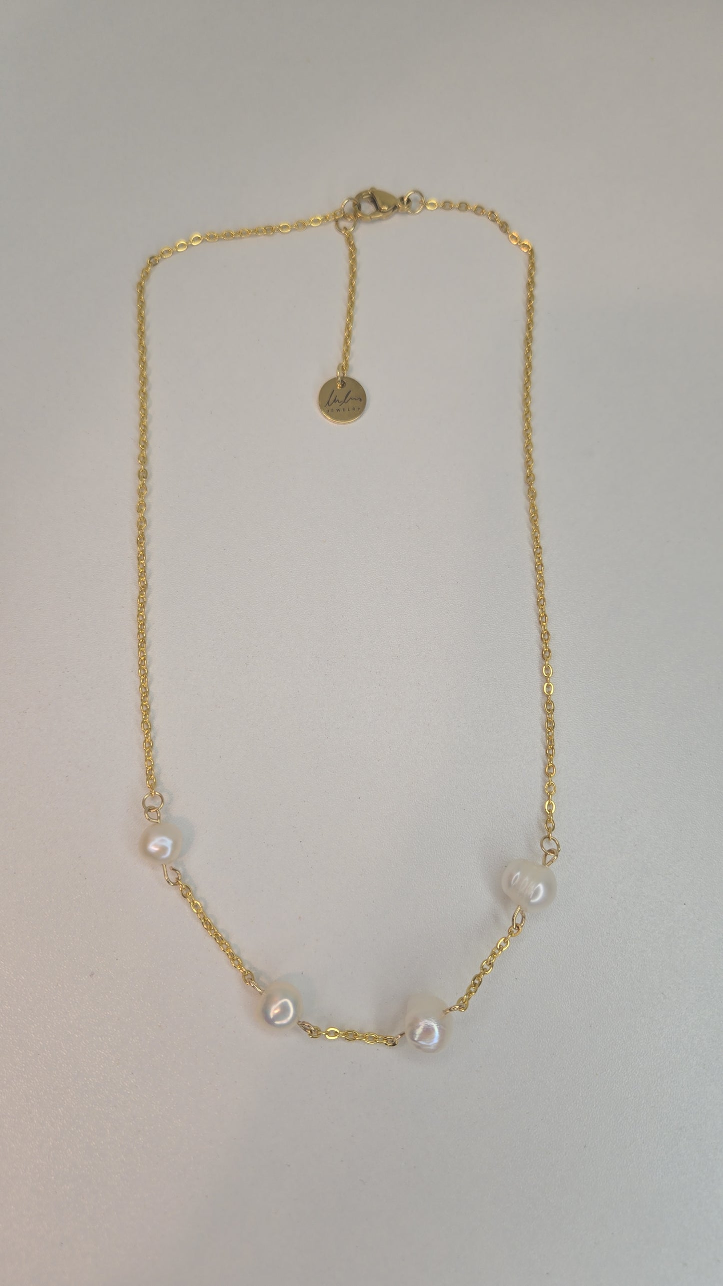 Golden Pearl Chain Necklace