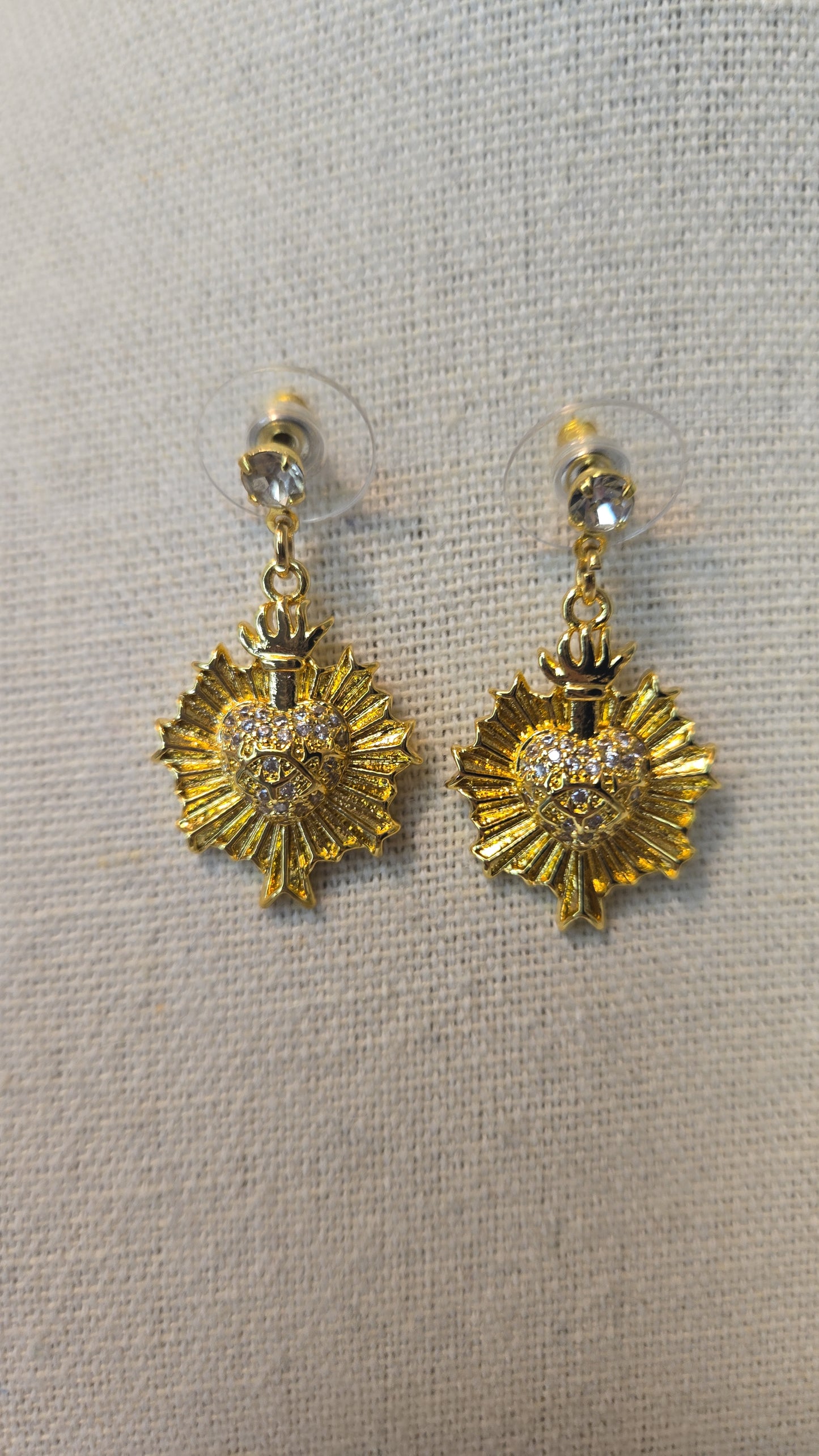 Stylish Radiant Heart Earrings on model wearing them