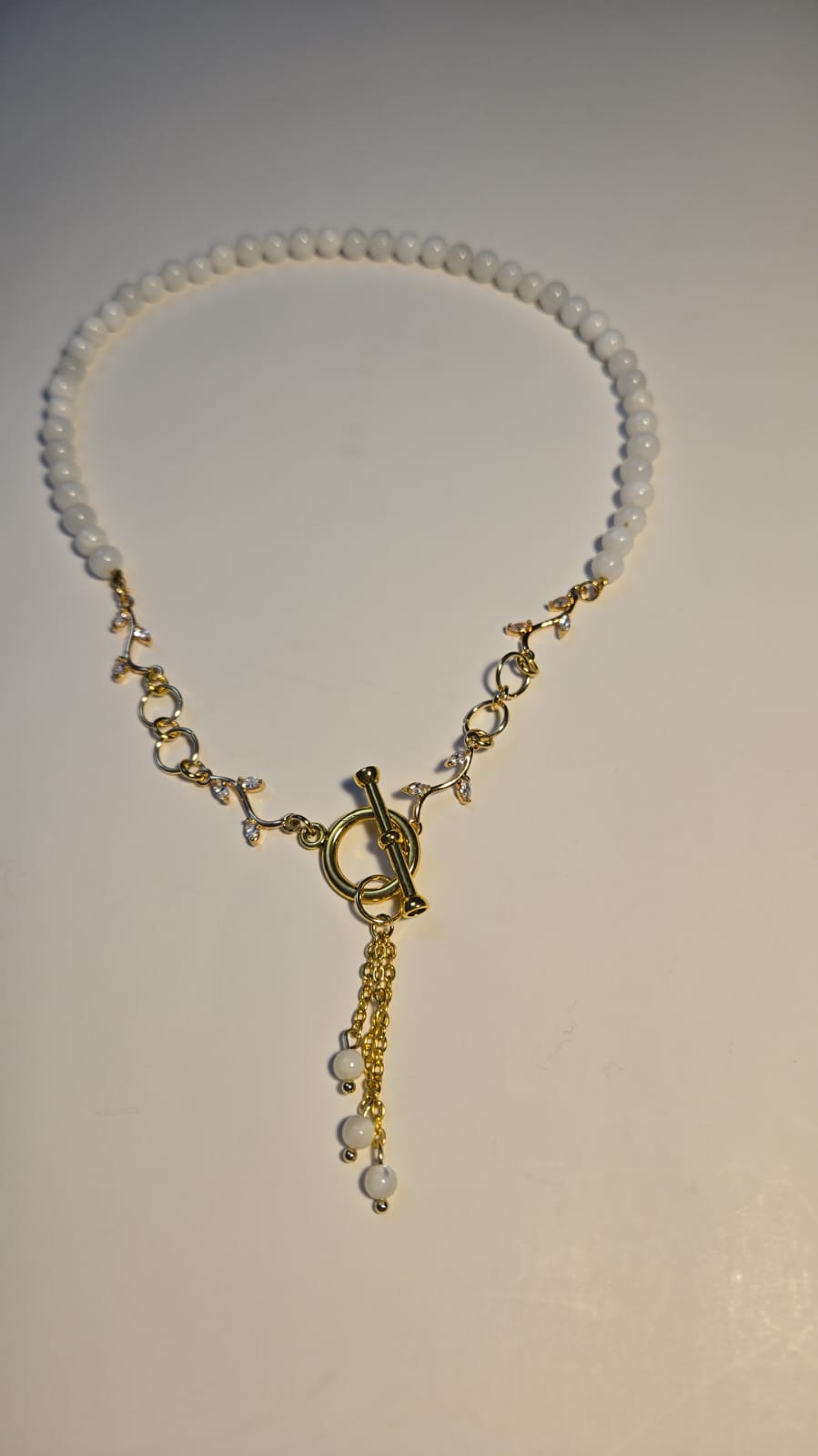 Elegant White Agate Necklace showcasing natural stone beads