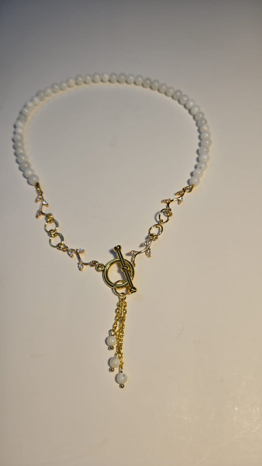 Elegant White Agate Necklace showcasing natural stone beads