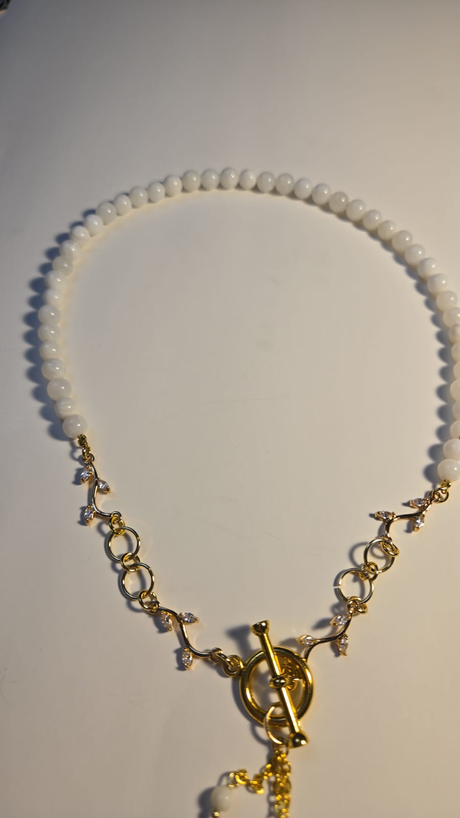 White Agate Necklace displayed against a neutral background