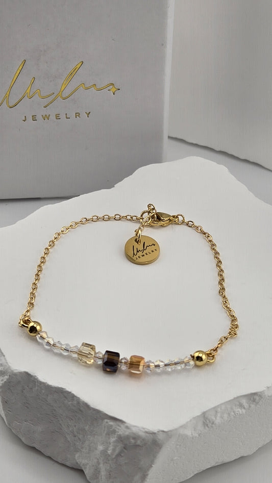 Champagne Trio Crystal Bracelet with LuluTouch gift box, view 2