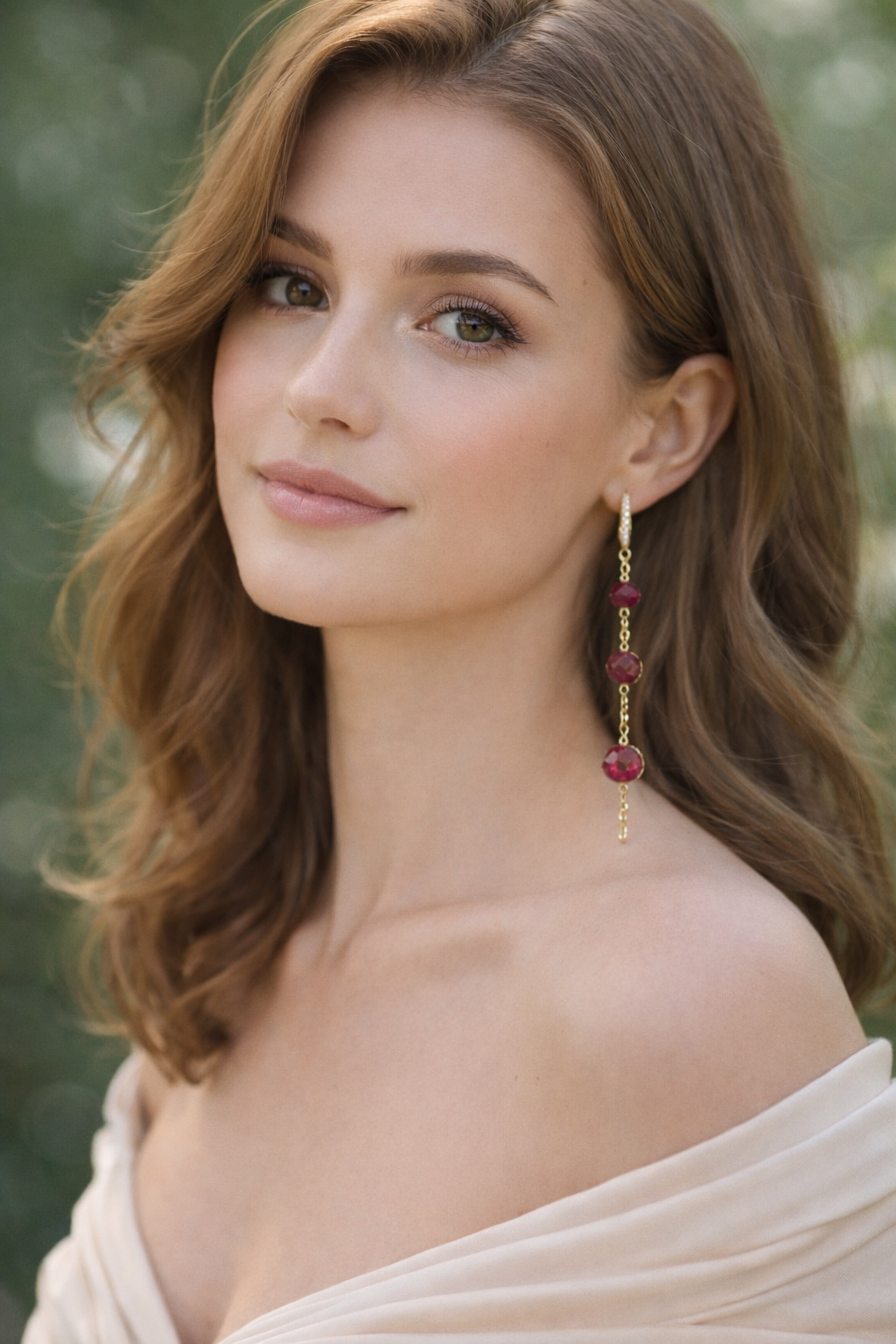 Ruby Drop Chain Earrings