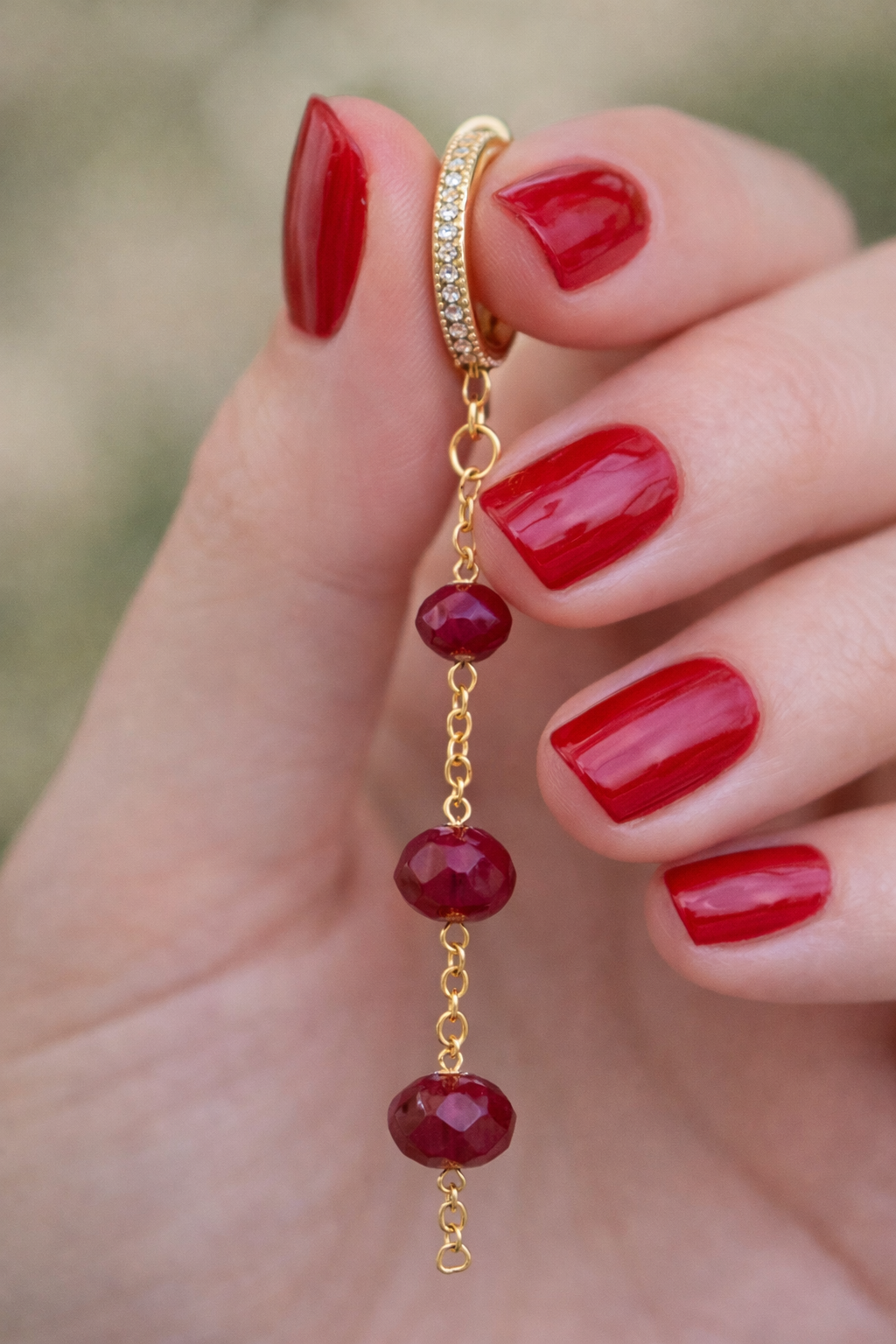 Ruby Drop Chain Earrings