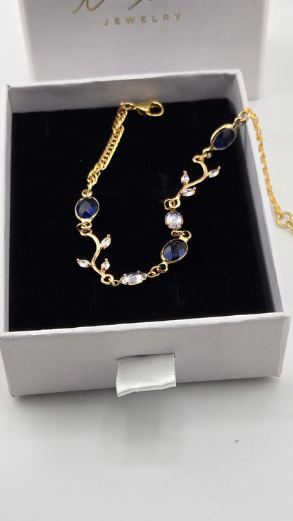 Navy Ivy Bracelet with lobster clasp in a LuluTouch gift box, view 2
