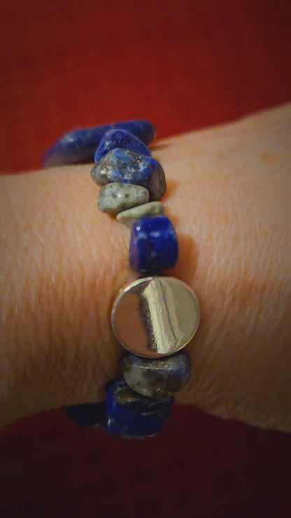 Deep Blue bracelet with natural deep-blue stones, rectangular elements and silver-tone accents, video