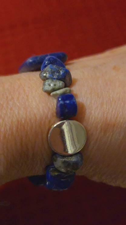 Deep Blue bracelet with natural deep-blue stones, rectangular elements and silver-tone accents, video