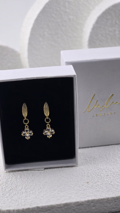 Quatrefoil Drop Earrings in a LuluTouch gift box, view 2