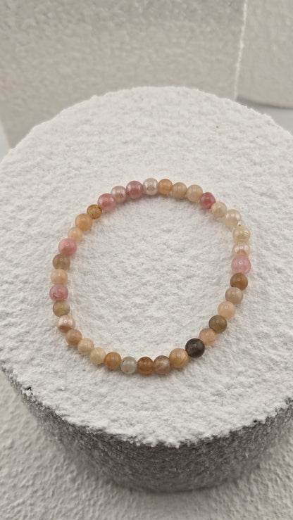 Sorbet Bead Bracelet, small round beads in peach, blush and sand tones